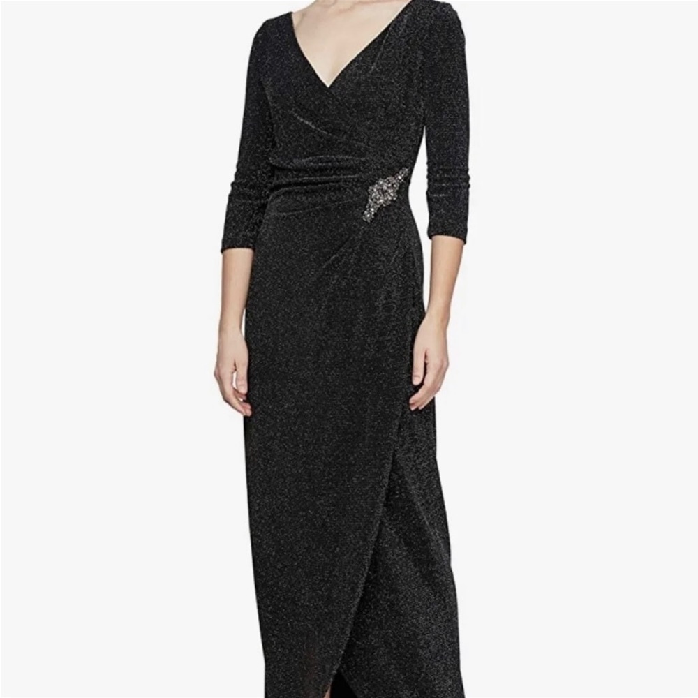 Alex Evenings Black Glitter Gown
